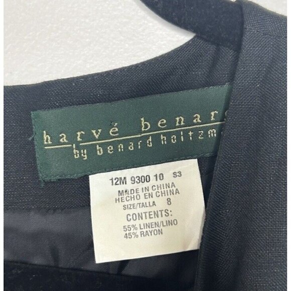 Harve Benard Women's Sleeveless Button Down Linen Blend Solid Black Size 12 - Picture 4 of 13